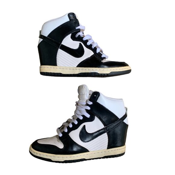 Rare Nike Dunk Sky High 'Panda Size 7 Wedge Shoes - Picture 2 of 14